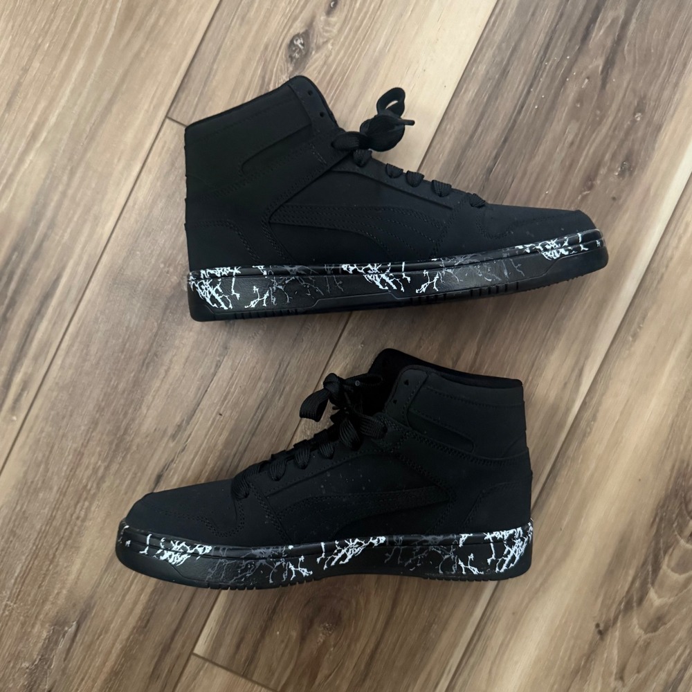 Puma Rebound V6 Marble Mid Black White Sneakers 395114-01 Kids Size 7Y - Picture 2 of 9